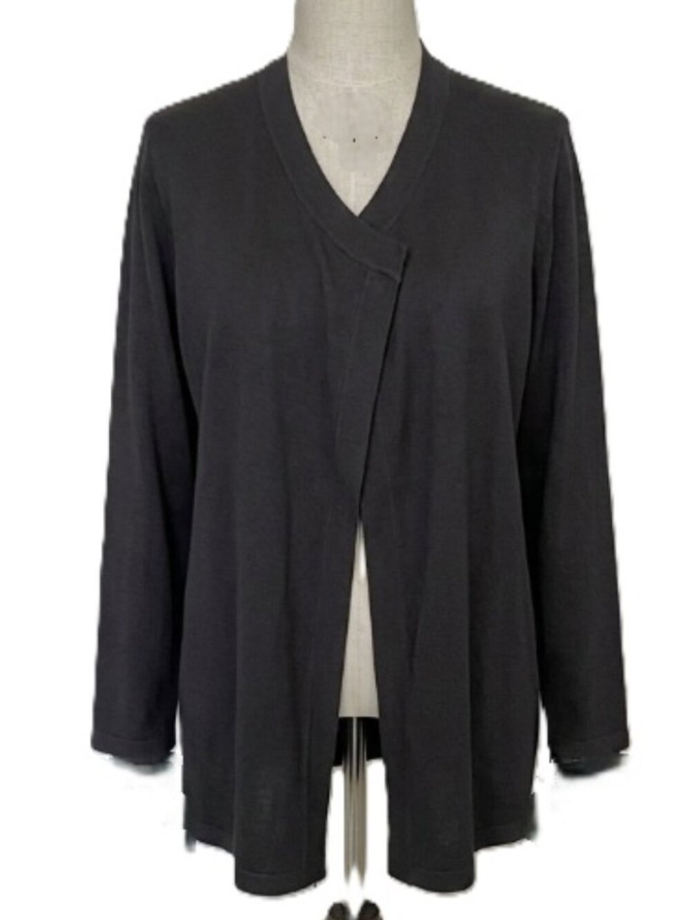 Anne Klein Black Open-Front Cardigan in Size Small